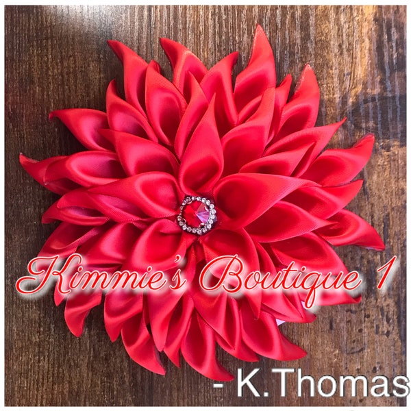 Red  Shoulder Corsage/Satin Flower Pin/Brooch/ Shoulder Pin/Flower Pin Brooch/Gift for First Lady/Formal Accessories/Kanzashi