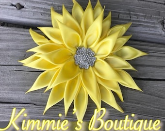 Solid Yellow Brooch/Shoulder Corsage/Satin Flower Pin/Brooch/ Shoulder Pin/Flower Pin Brooch/Gift for First Lady/Formal Accessories/