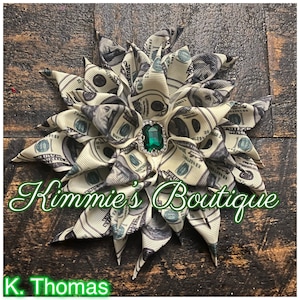 Money print Shoulder Corsage/Satin Flower Pin/Brooch/ Shoulder Pin/Flower Pin Brooch/Gift for First Lady/Formal Accessories/Kanzashi