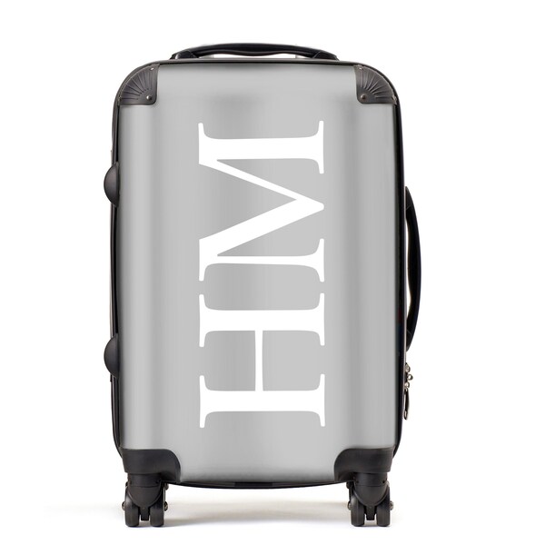 Monogram Luggage | Personalised Suitcase | Custom Suitcase | Dove Grey Suitcase |Cabin Baggage | Custom Luggage | Personalised Luggage