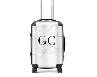marble effect cabin suitcase