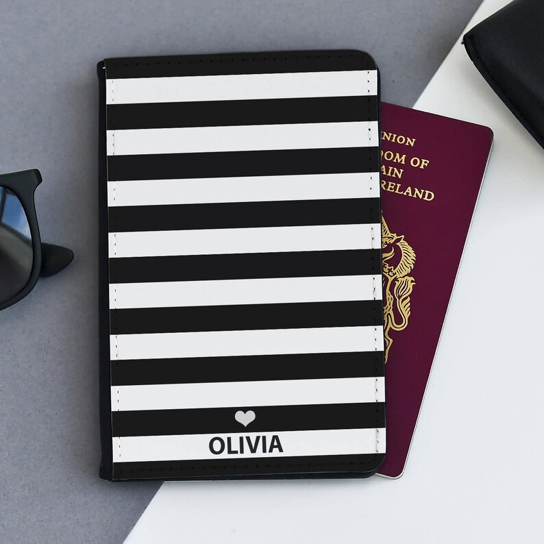 Personalised Passport Cover Holder Lady/'s passport wallet Mother Passport Gift Stripey Passport Cover Custom passport holder