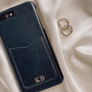 Navy Pocket Leather Phone Case | iPhone Credit Card Phone Case Folio Phone Case | iPhone Wallet Phone Case | Personalised Phone Case | Navy