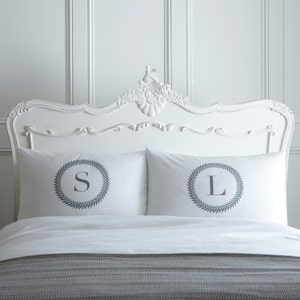 Custom Monogram Wreath Rustic Pillow Cases | Rustic Pillow Sham | Monogram Pillow Case | Rustic Bedroom Decor | Personalised Pillowcases