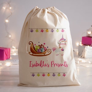 Unicorn Christmas Present Sack | Christmas Stocking | Unicorn Santa Sack | Christmas Sack | Personalised Unicorn Sack | Personalised Unicorn