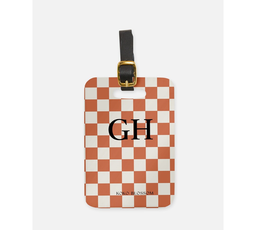 Caramel Check Luggage Tag Personalised Luggage Tag Identification Tag ...