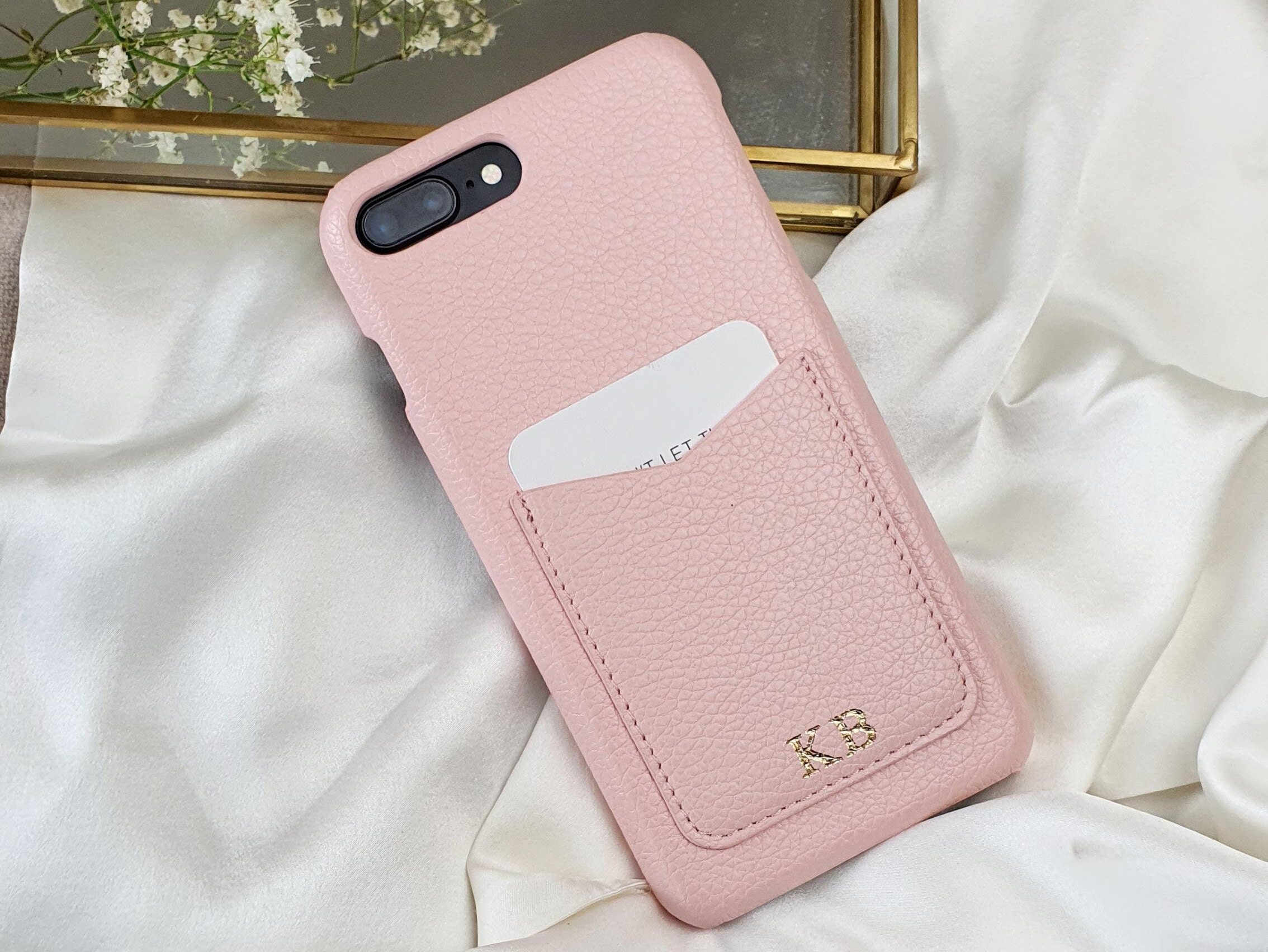 Pocket Leather Phone Case Pink Phone Case Folio Phone Case - Etsy
