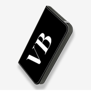 Black & White Initials Folio Credit Card Phone Case for iPhone iPhone Credit Card Phone Case Folio Phone Case iPhone Wallet Phone Case