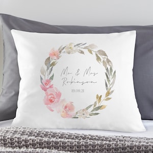 Personalised Floral Wedding Cushion | Wedding Cushion | Wedding Gift | Personalised Wedding Gift | Personalised Wedding Cushion | Mr & Mrs