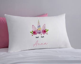 Unicorn Pillowcase | Girls Pillows | Unicorn Horn | Pillowcase | Gift for Her | Custom Pillowcase | Personalised Pillowcase | Unicorn