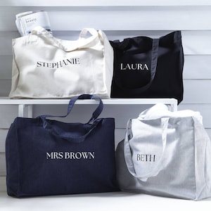 Personalised Large Tote Bag | Personalised Beach Bag | Personalised Shopper | Stylish Beach Bag | Neutral Beach Bag | Modern Tote Bag