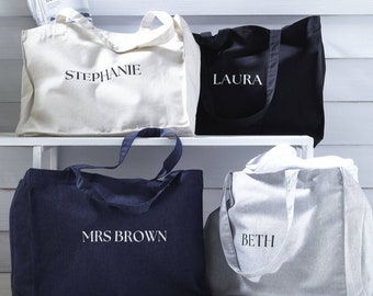 Personalised Large Tote Bag | Personalised Beach Bag | Personalised Shopper | Stylish Beach Bag | Neutral Beach Bag | Modern Tote Bag