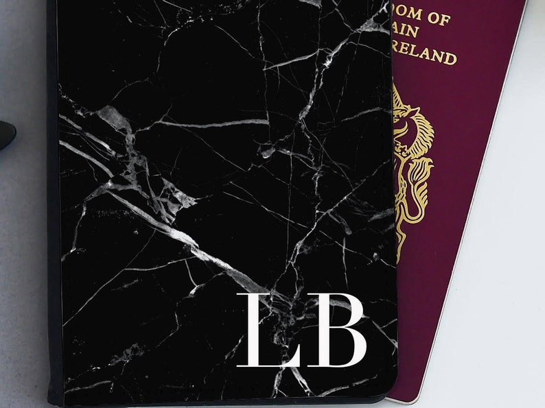 Black Marble Passport Cover Personalized Passport Cover Etsy