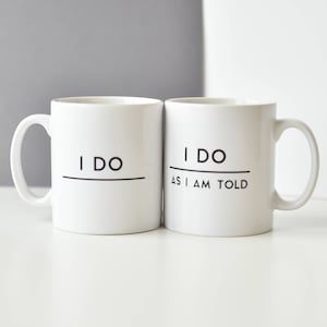 Wedding Mugs | Personalised Mug | Wedding Gift | Anniversary Gift | Gift for Couple | Funny Wedding Gift | Wedding Present |  I Do Gift