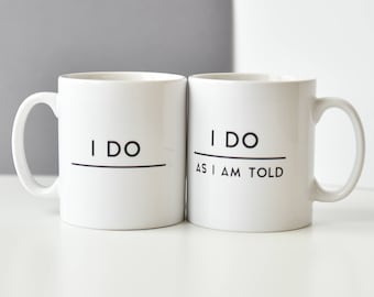 Wedding Mugs | Personalised Mug | Wedding Gift | Anniversary Gift | Gift for Couple | Funny Wedding Gift | Wedding Present |  I Do Gift