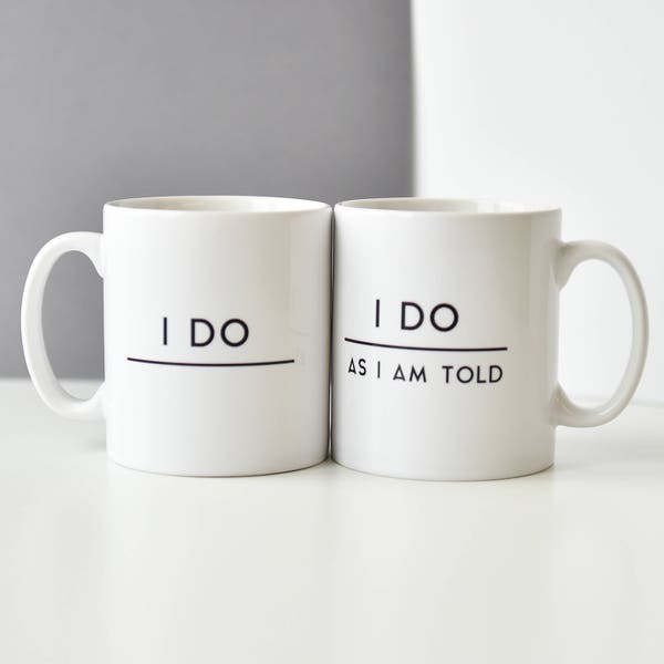 Wedding Mugs | Personalised Mug | Wedding Gift | Anniversary Gift | Gift for Couple | Funny Wedding Gift | Wedding Present |  I Do Gift