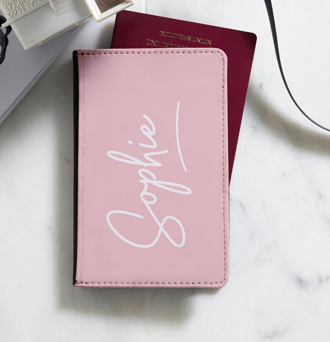 Blush Pink Handwriting Passport Cover Personalised Passport Cover