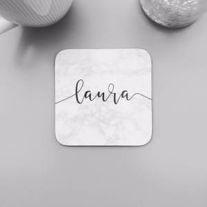 Marble Coaster Marble Trend White Marble Personalised Marble Gift Personalised Marble Coaster Marble Drinks Mat Gift for Her image 5