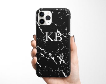 Marble iPhone Case Tough iPhone Case Monogram Initials iPhone Case iPhone 11 Pro X XR 12 Pro Case iPhone 7 Plus 8 Plus Case Samsung Google