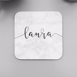 Marble Coaster Marble Trend White Marble Personalised Marble Gift Personalised Marble Coaster Marble Drinks Mat Gift for Her image 1