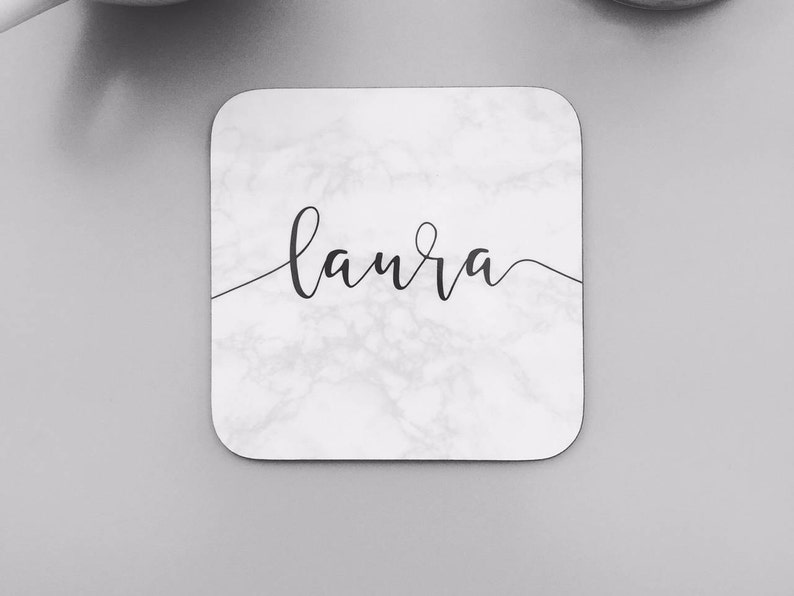 Marble Coaster Marble Trend White Marble Personalised Marble Gift Personalised Marble Coaster Marble Drinks Mat Gift for Her image 1