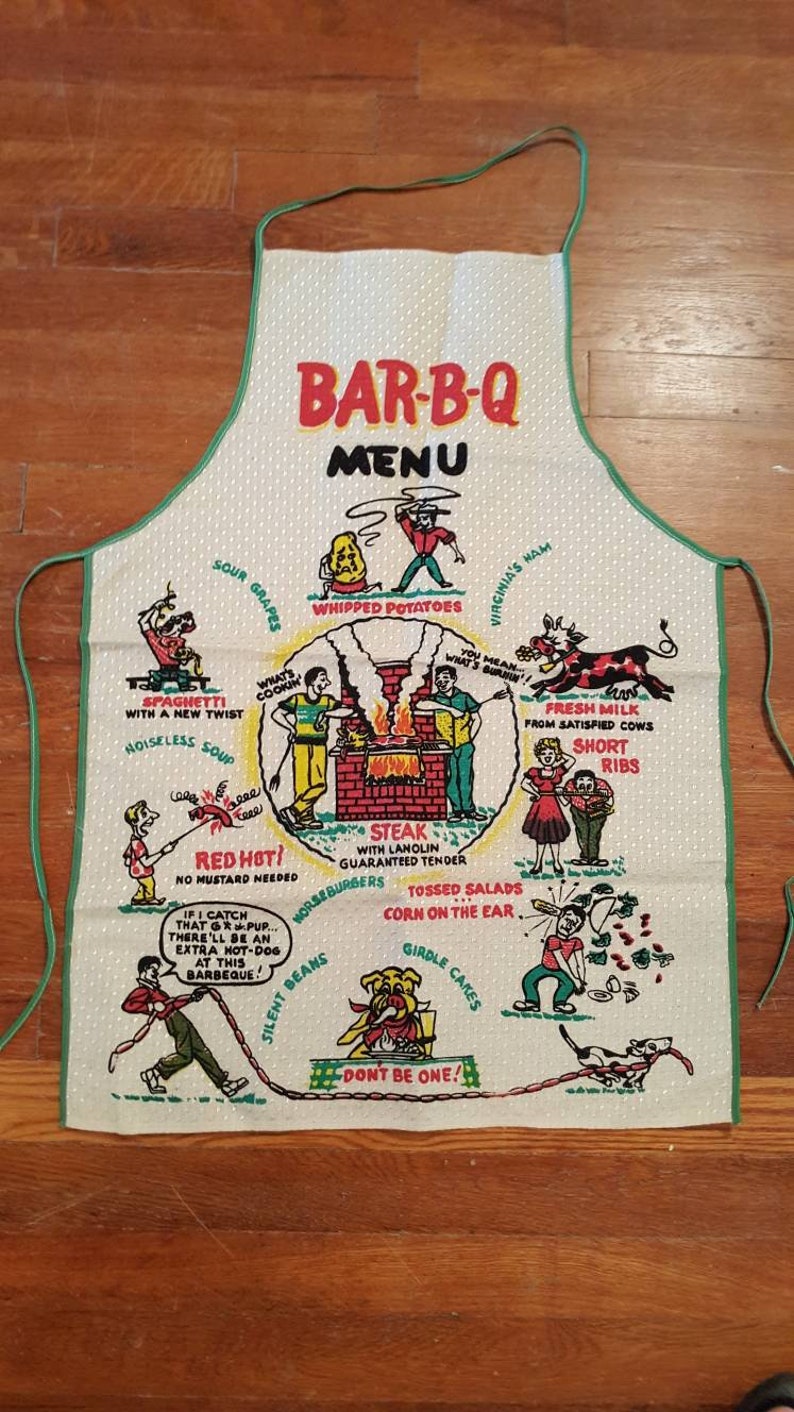 Humor Apron Chef Gag Gift Cartoon Joke BBQ Grill Puns Kitchen Etsy
