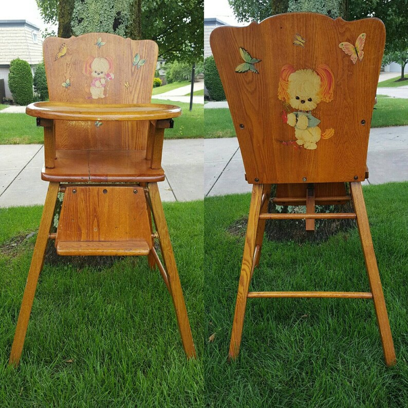 Kitsch Dog Baby Wood High Chair Nursery Prop Boy Girl Cute Image 0