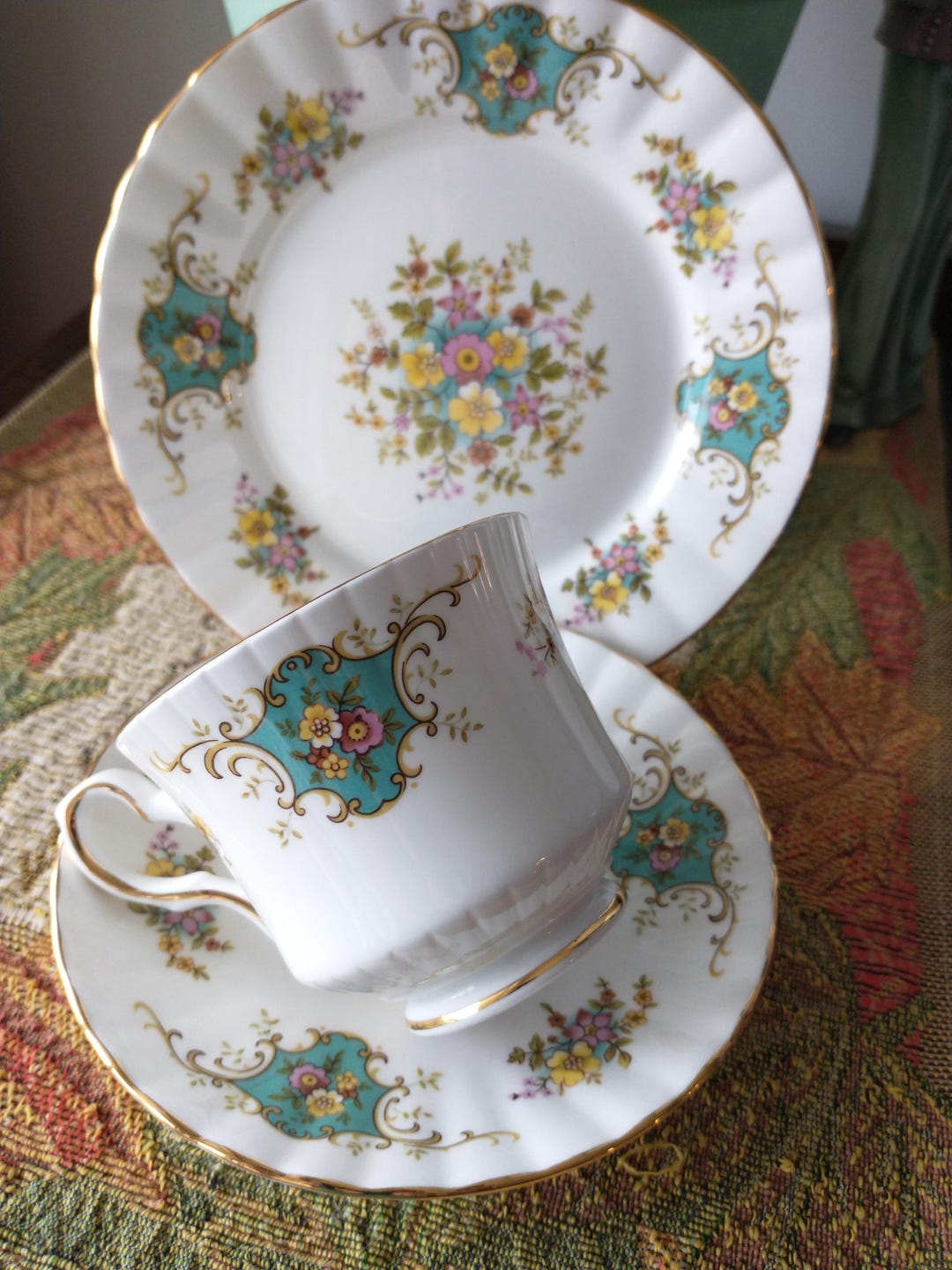 Pu Strathpine Tea Set Royal Stafford Trio Cup and Saucer English Tea Set Vintage Tea Set Cup ...