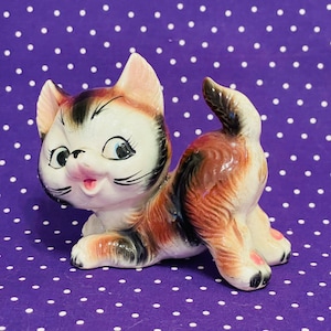 Anthropomorphic Calico Kitty Cat Figurine made in Japan circa 1950s