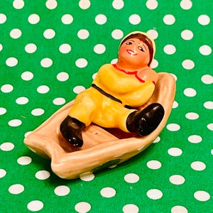 Elbee Art Fisherman in Boat Stacker Salt and Pepper Shakers made in Japan circa 1950s