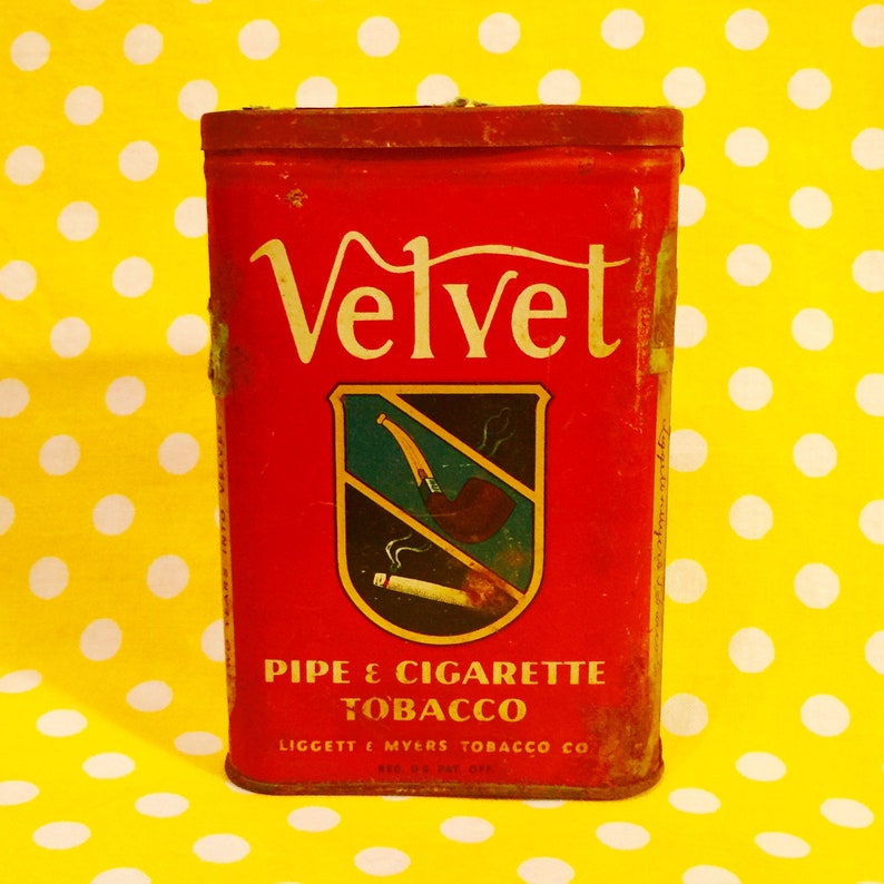 Velvet Pipe and Cigarette Tobacco Tin Box Made in the USA Etsy