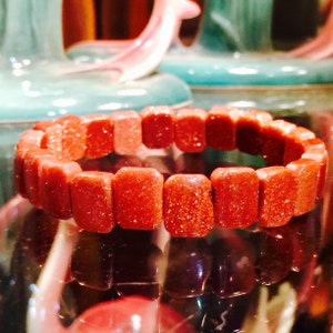 Glass Beaded Bracelet featuring Goldstone Beads