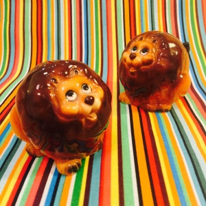 Norcrest Anthropomorphic Round Lions Salt and Pepper Shakers made in Japan circa 1950s