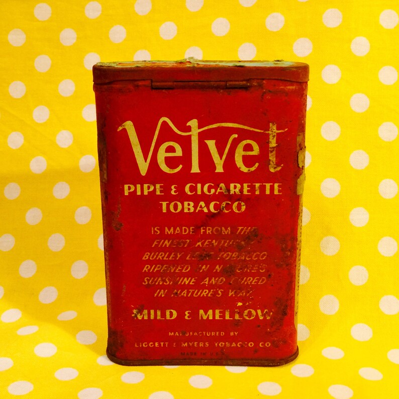 Velvet Pipe and Cigarette Tobacco Tin Box Made in the USA Etsy