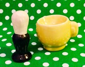 Trevewood Pottery Shaving Cream Brush and Bowl Salt and Pepper Shakers made in Roseville, Ohio circa 1940s