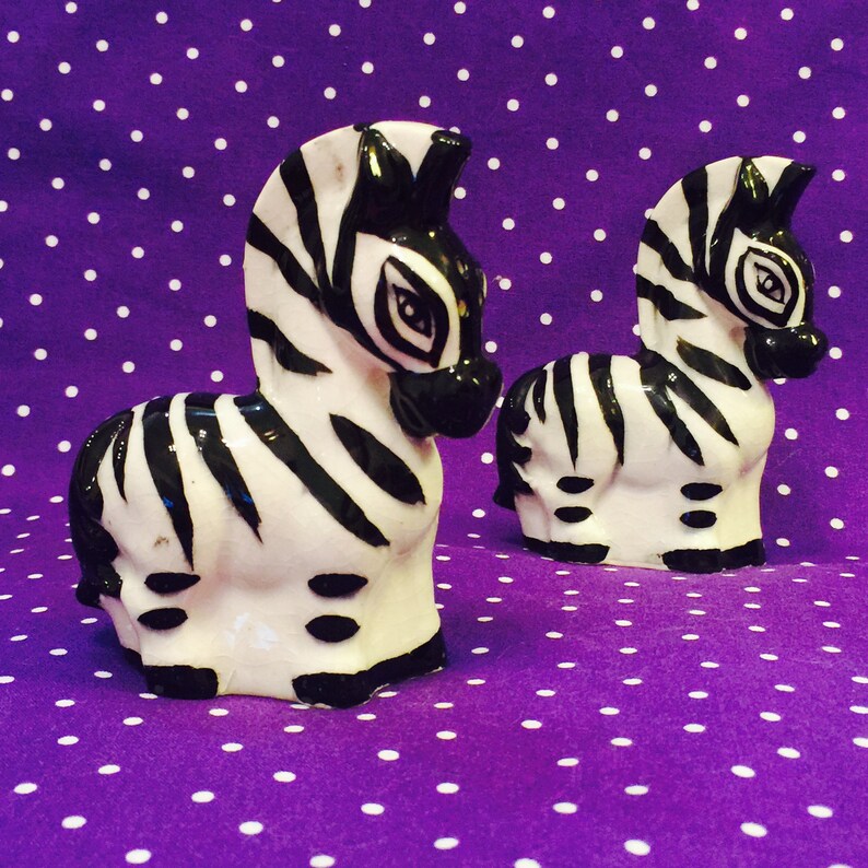Anthropomorphic Striped Zebra Salt and Pepper Shakers Made in Etsy