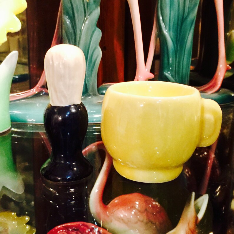 Trevewood Pottery Shaving Cream Brush and Bowl Salt and Pepper Etsy