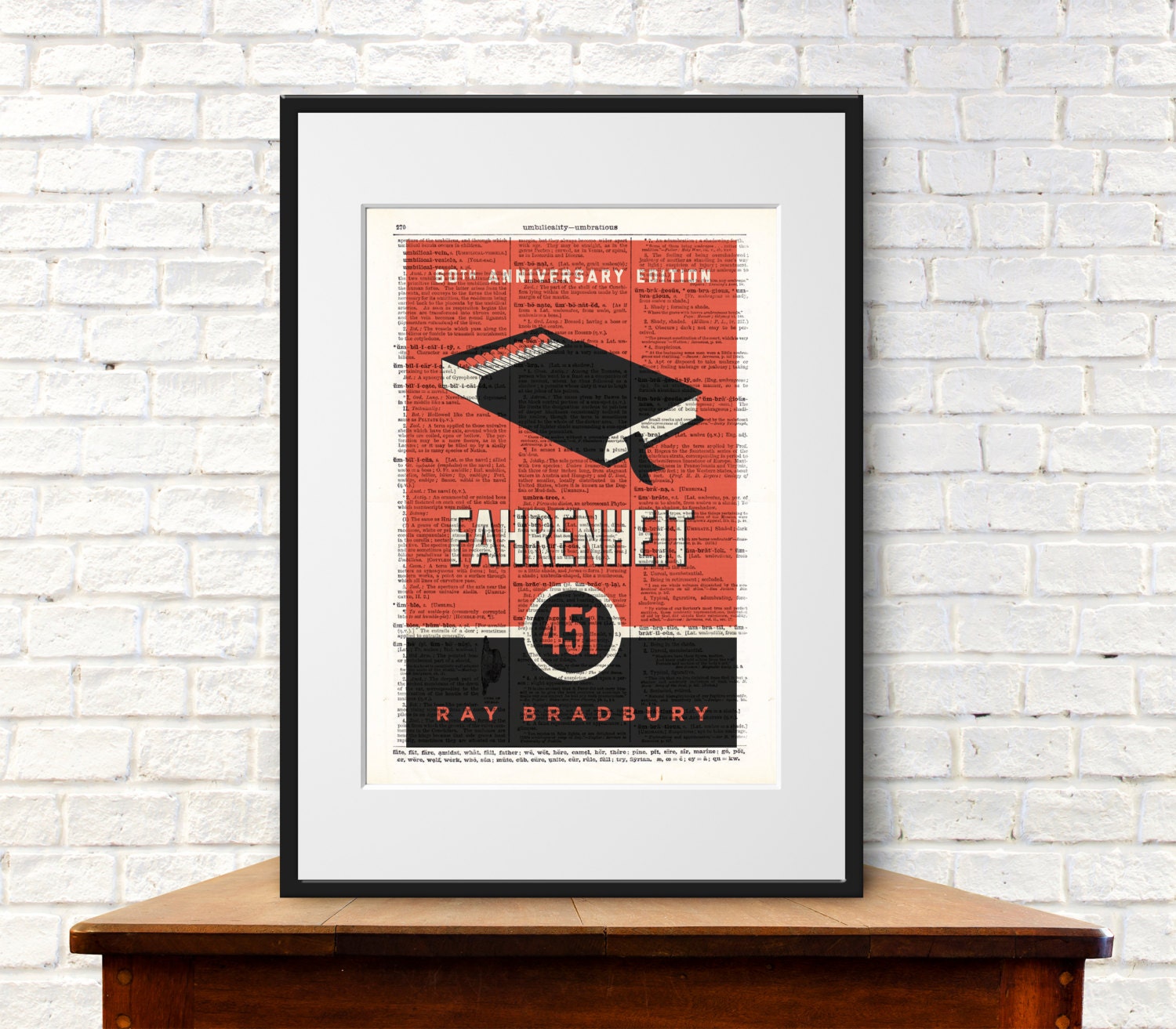 Fahrenheit 451 by Ray Bradbury, First Edition Cover, Dictionary Print:  Classic Novel, Book, Fan, Poster, Art, Gift -  Norway