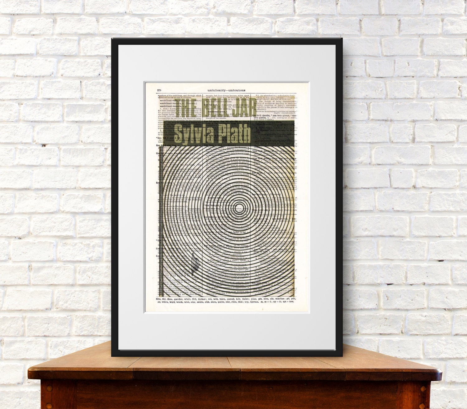The Bell Jar by Sylvia Plath Print on an Antique Page, Book Cover Art,  Bookish Gifts 