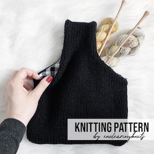Knit Bag Pattern - Knitted Mini Sock Project Bag Pattern - Sewing - Fabric Interior - Beginner Knitting Sew Pattern