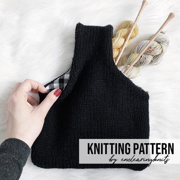 Knit Bag Pattern - Knitted Mini Sock Project Bag Pattern - Sewing - Fabric Interior - Beginner Knitting Sew Pattern