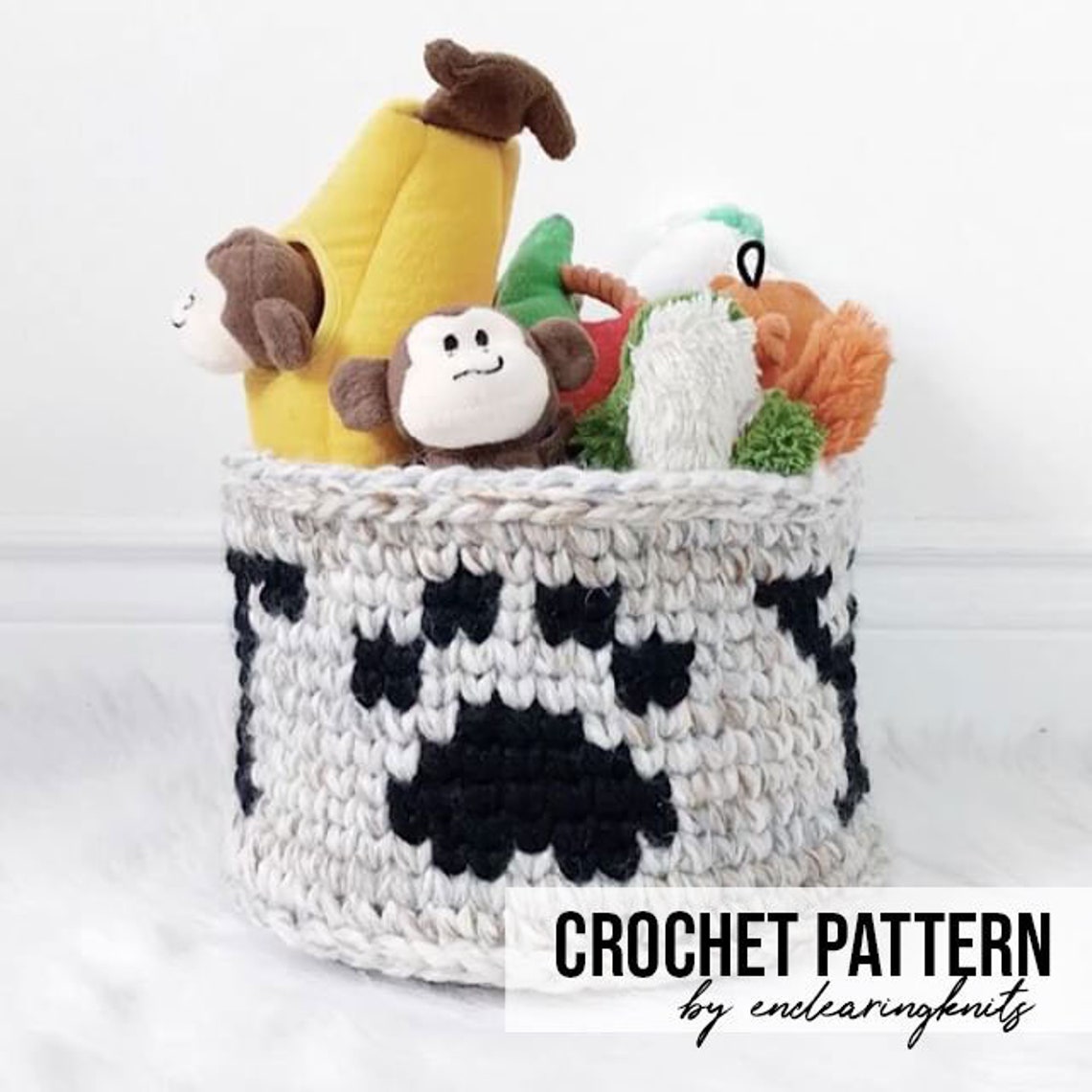 Crochet Dog Basket Pattern Puppy Toy Storage DIY Tapestry Etsy