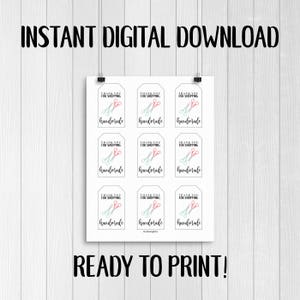 May include: Printable thank you tags with a pair of scissors and the text "Thank you for shopping handmade".