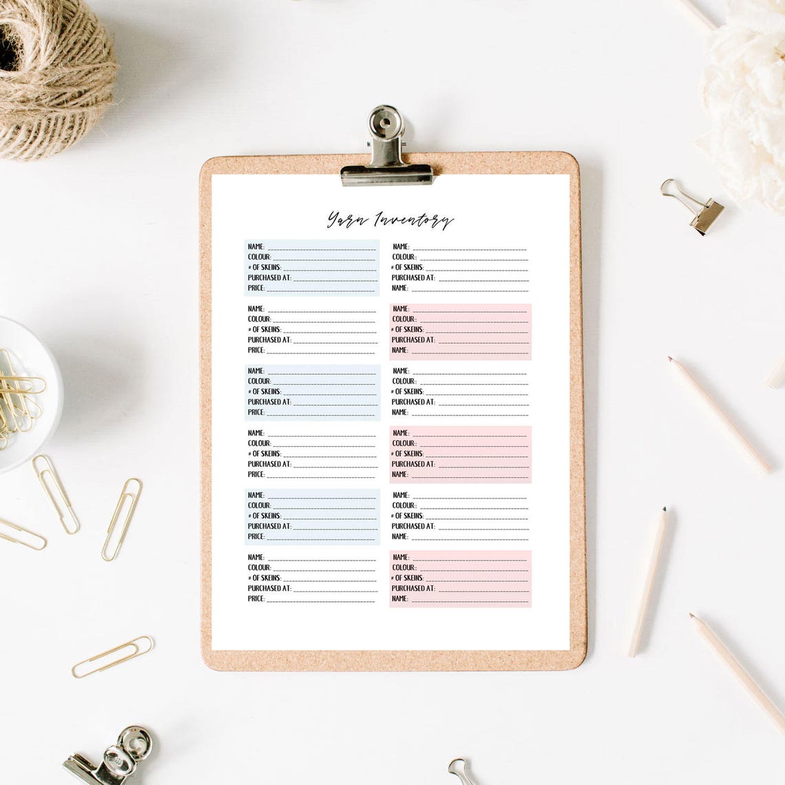Printable Project Planner 3 Pages Knitting Needle Yarn - Etsy