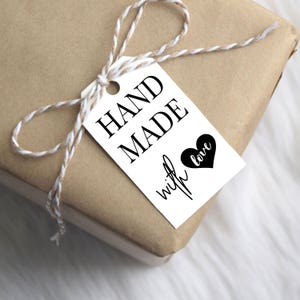 Druckbare Tags - Geschenkanhänger - Handgemacht mit Liebe - Geschenkpapier - Urlaub, Jubiläum, Business, Valentinstag - Digitale Etiketten - DIY