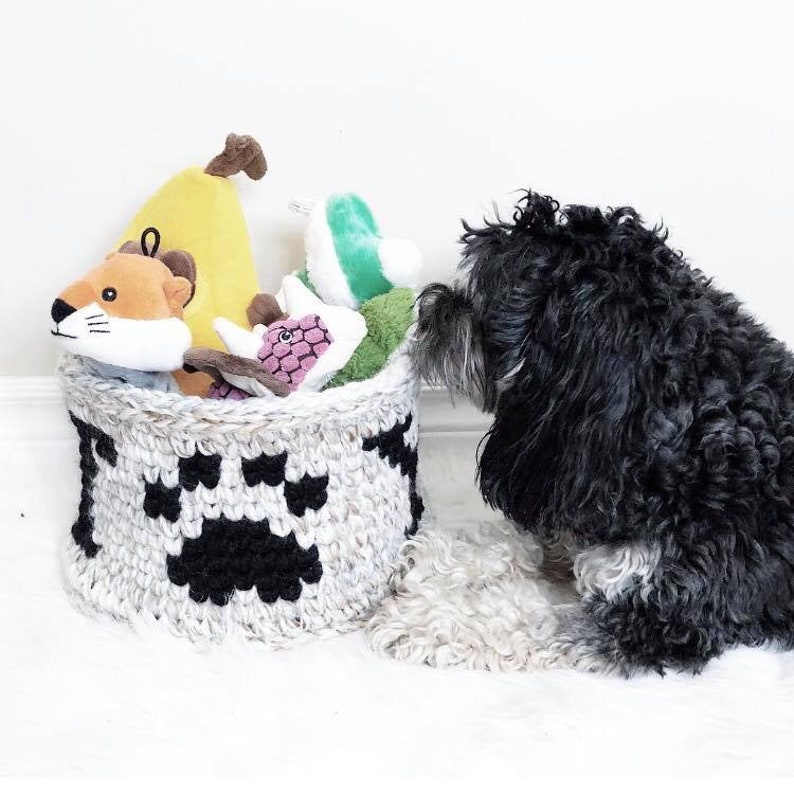 Crochet Dog Basket Pattern Puppy Toy Storage DIY Tapestry Etsy