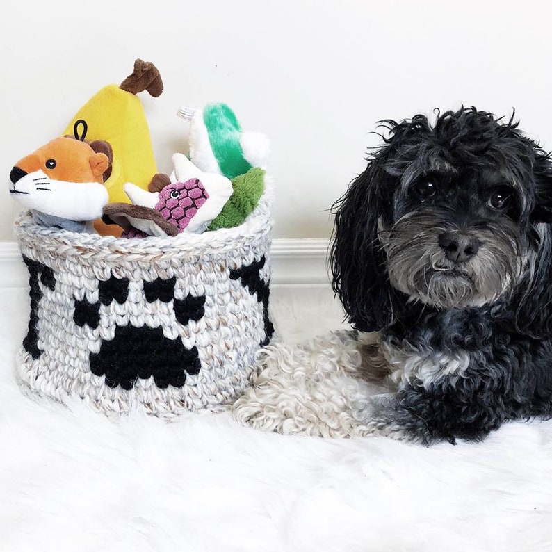 Crochet Dog Basket Pattern Puppy Toy Storage DIY Tapestry Etsy