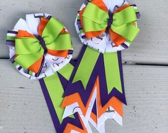 Lime Green & Purple Halloween Show Bows