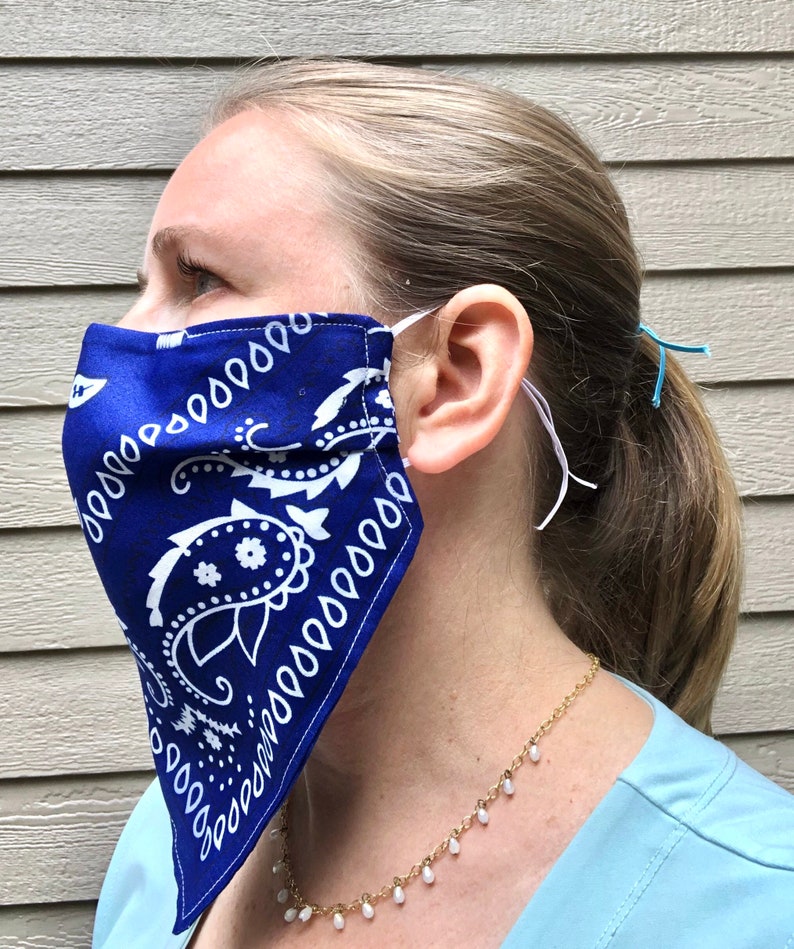 4Layer Bandana Mask with adjustable ear loops & nose wire Etsy