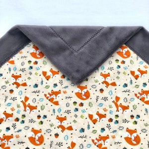 Minky and Flannel Orange Fox Blanket or Throw